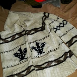 Wool thunder bird zip up sweater